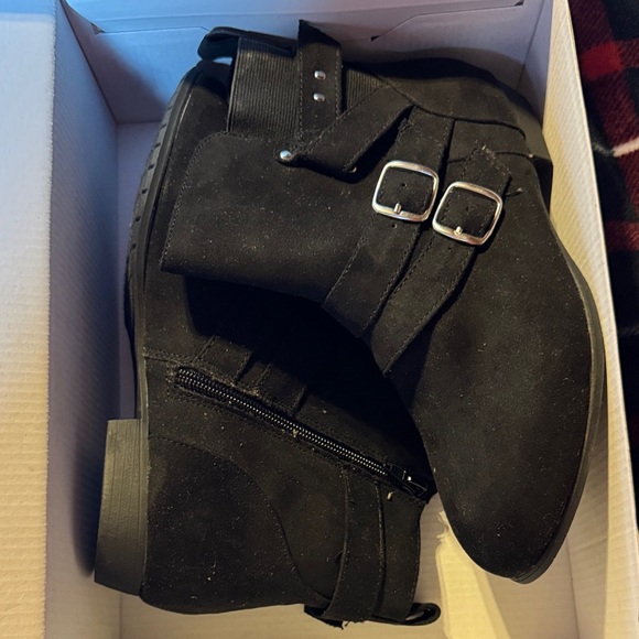 Black Ankle Boots with Buckle Detail - Picture 1 of 1